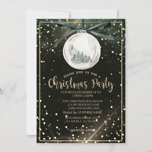 Convite Árvore de Bolas de Natal Pontos da Companhia Festa (Frente)