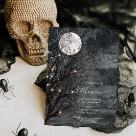 Convite Árvore de Dia das Bruxas de Lua Cheia e Escura
