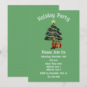 Convite Árvore de Elfo Whimsical presente no Natal