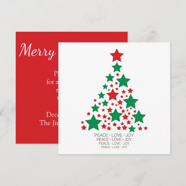 Convite Árvore de estrelas elegante (Frente/Verso)