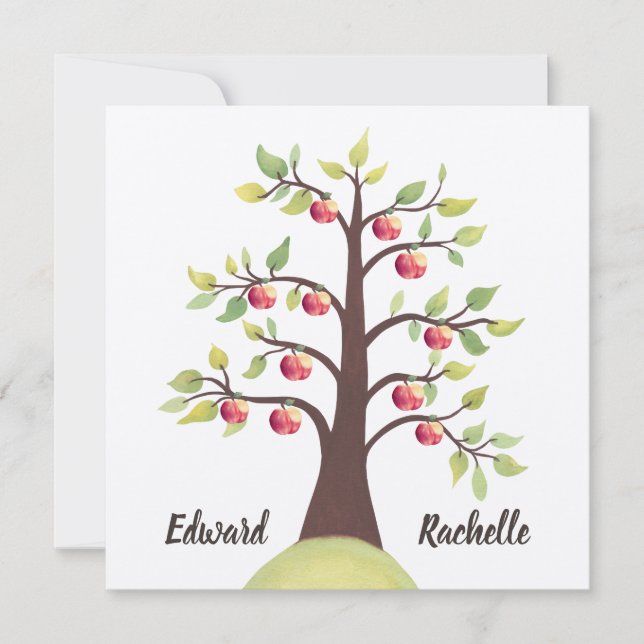 Convite Árvore de Maçã de Casamento do Noivado de outono d (Frente)