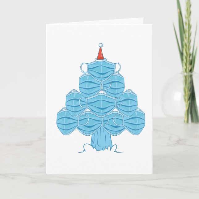 Convite árvore de máscara facial de natal feia (Frente)