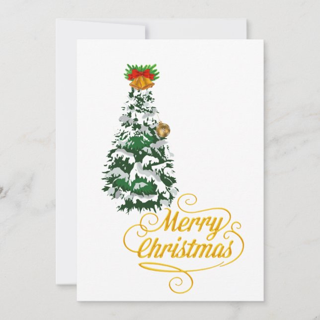 Convite Árvore de Natal Alegre Aquarela Personalizada  (Frente)