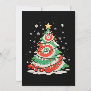 Convite Árvore de Natal Alegre Tie Dye Xmas Vibrações Retr