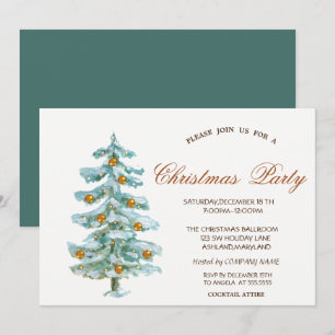 Convite Árvore de Natal aquarela, Bolas, Corporativo Verde