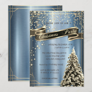 Convite Árvore de Natal Azul Metálico Companhia Natal