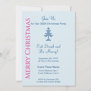 Convite Árvore de Natal Azul na Festa de Natal da Neve