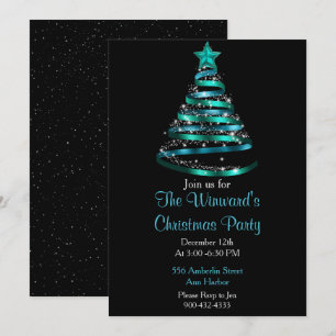 Convite Árvore de Natal Azul Teal