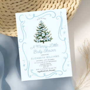 Convite Árvore de Natal Azul Um Alegre Churrinho de Bebê
