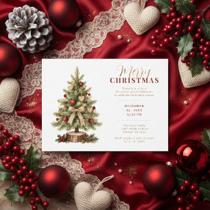 Convite Árvore de Natal Botânica Encantadora com Frutas Ve