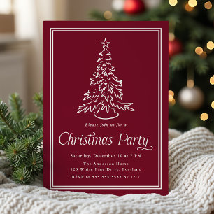 Convite Árvore de Natal Clássica de Cranberry Festa de Nat