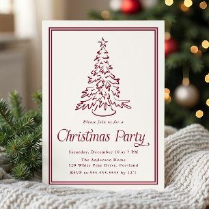 Convite Árvore de Natal Clássica de Festa de Fronteira de