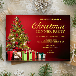 Convite Árvore de Natal Clássica   Jantar de Festa de Fim 