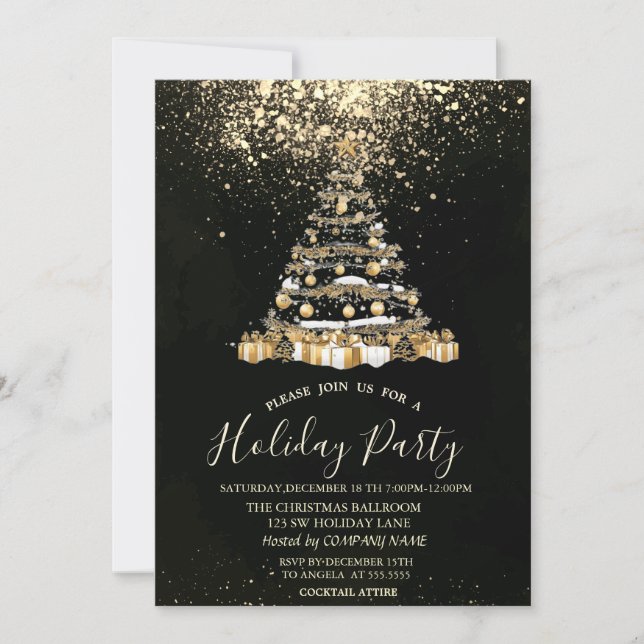 Convite Árvore de Natal com Confetes Festa de Natal (Frente)