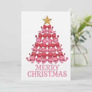Convite Árvore de Natal com Laço de Coquete - Laço Rosa