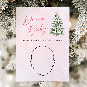 Convite Árvore de Natal com Laço Rosa - Jogo de Desenhar B