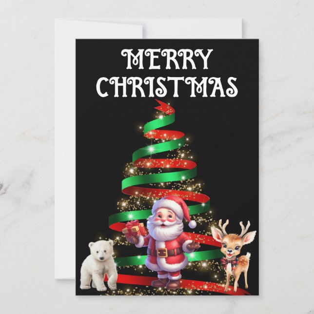 CONVITE ÁRVORE DE NATAL COM PAPAIS NOEIS, OUVIDOS E URSOS (Frente)