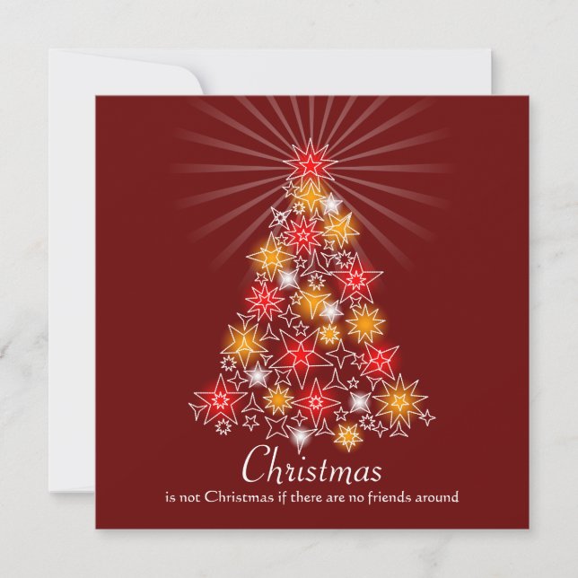 Convite Árvore de Natal da Estrela Vermelha e Dourada (Frente)