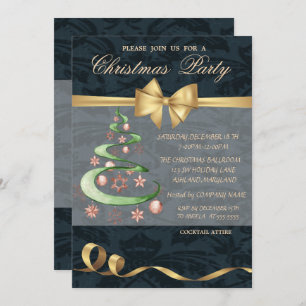 Convite Árvore de Natal das Estrelas Elegantes,Bolas,Arco,
