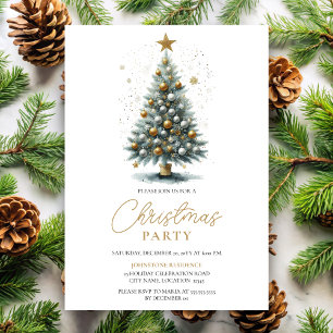 Convite Árvore de Natal de Aquarela Falsa