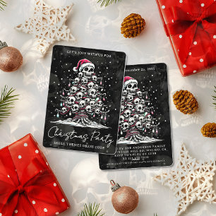 Convite Árvore de Natal de Caveira Pijama Esqueleto Chapéu