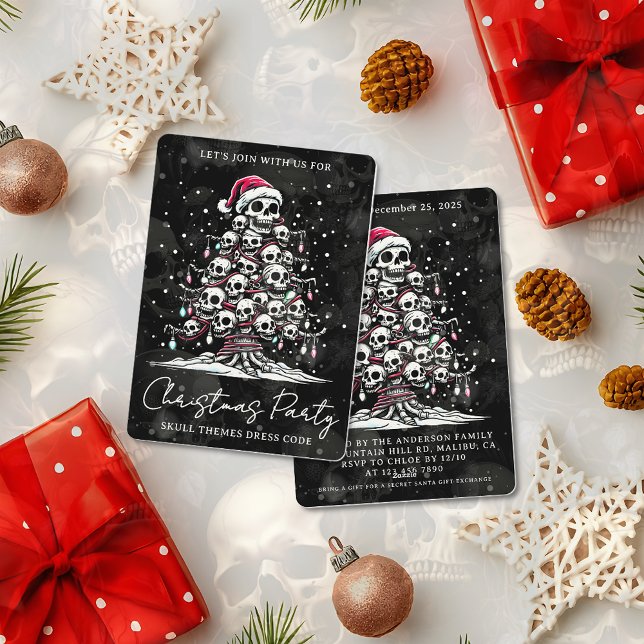 Convite Árvore de Natal de Caveira Pijama Esqueleto Chapéu (Criador carregado)
