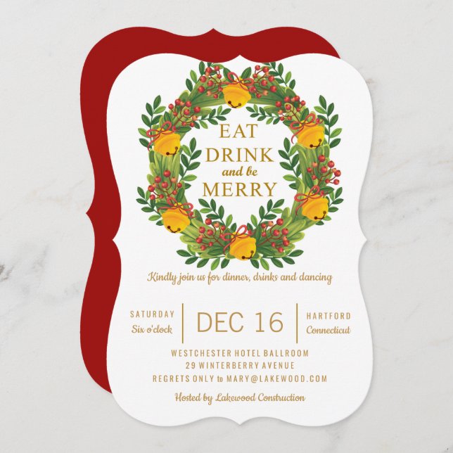 Convite Árvore de Natal de Feriado Clássico (Frente/Verso)