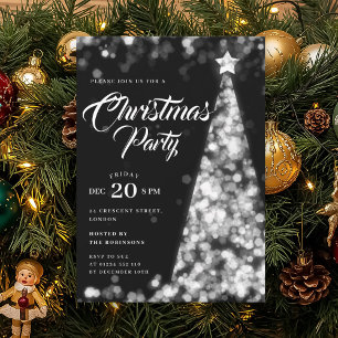 Convite Árvore de Natal de Inverno Prateada Elegante Festa