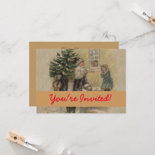 Convite Árvore de Natal de Papais noeis Vintage
