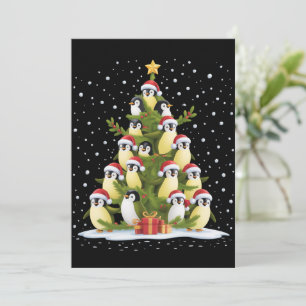 Convite Árvore de Natal de Pinguim Fofa Festa Engraçada