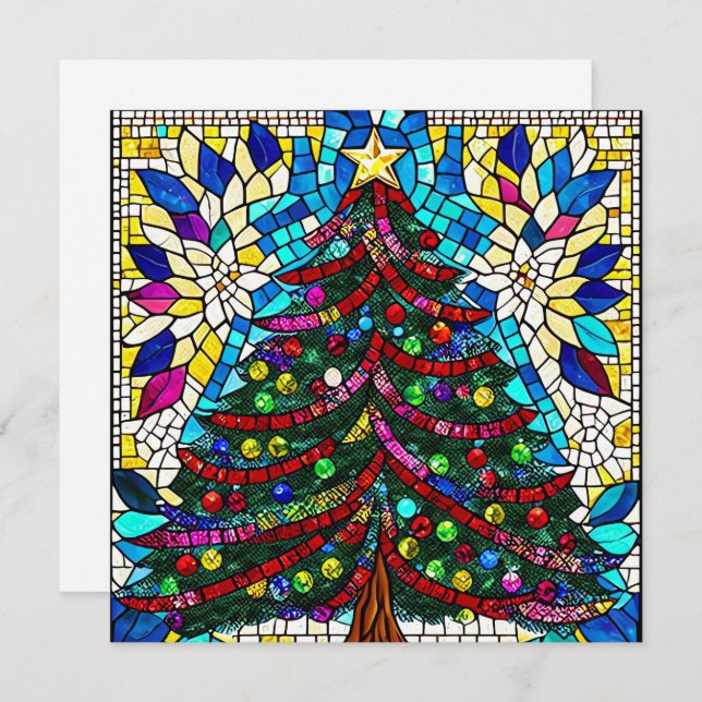 Convite Árvore de Natal de Vidro Estreita com Ornamento a  (Frente/Verso)