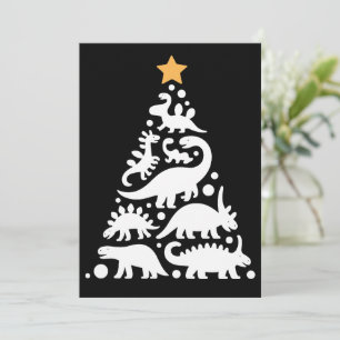 Convite Árvore de Natal Dinossauro Fofo Férias de Dinossau