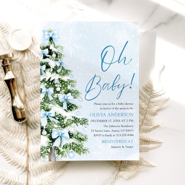 Convite Árvore de Natal do Arco Azul Oh Chá de fraldas (Criador carregado)
