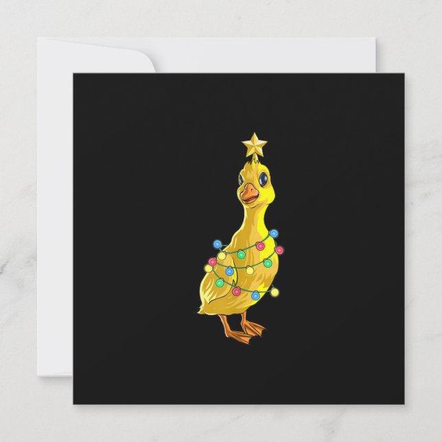 Convite Árvore de Natal do Pato Luzes Decoração Estrela Pr (Frente)