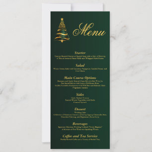 Convite Árvore de Natal Dourada Chic e Elegante Cardápio d