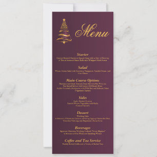 Convite Árvore de Natal Dourada Chic e Elegante Cardápio d