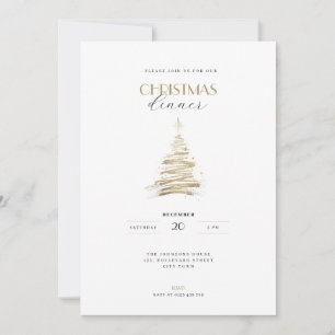 Convite Árvore de Natal dourada desenhada à mão elegante