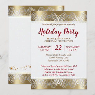 Convite Árvore de Natal Dourada e prata