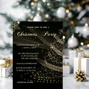 Convite Árvore de Natal Dourada, Festa de Natal Corporativ