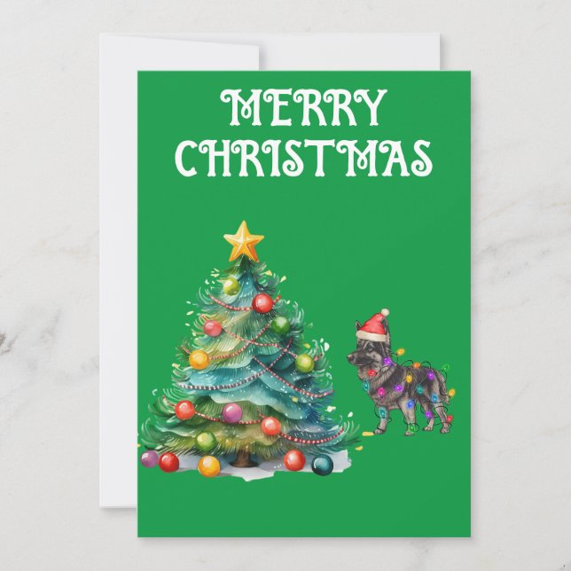 CONVITE ÁRVORE DE NATAL E SHEPERD ALEMÃO ENVOLVIDOS EM LUZ (Frente)