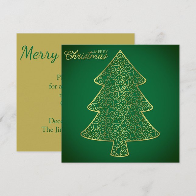Convite Árvore de Natal Elegante (Frente/Verso)