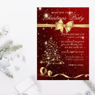 Convite Árvore de Natal elegante, arco, vermelho, festa d