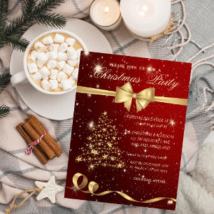 Convite Árvore de Natal Elegante, Arco, Vermelho, Festa d