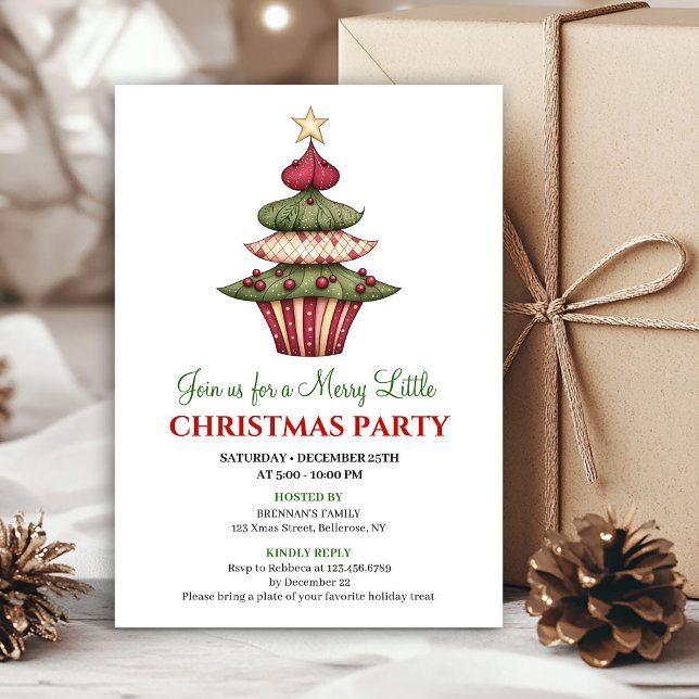 Convite Árvore de Natal elegante celebração de jantar de N (Stylish designer Christmas tree dinner celebration)