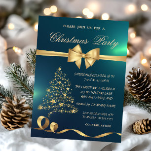 Convite Árvore de Natal Elegante, Festa de Natal Verde Ar