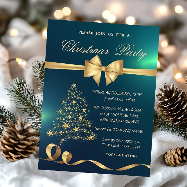 Convite Árvore de Natal Elegante, Festa de Natal Verde Arc (Criador carregado)