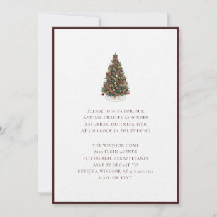 Convite Árvore de Natal em Aquarela Elegante Xadrez