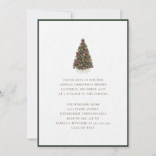 Convite Árvore de Natal em Aquarela Elegante Xadrez