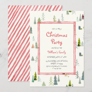 Convite Árvore de Natal em Aquarela Festa de Natal