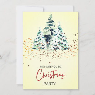 Convite Árvore de Natal em Aquarela Natalina